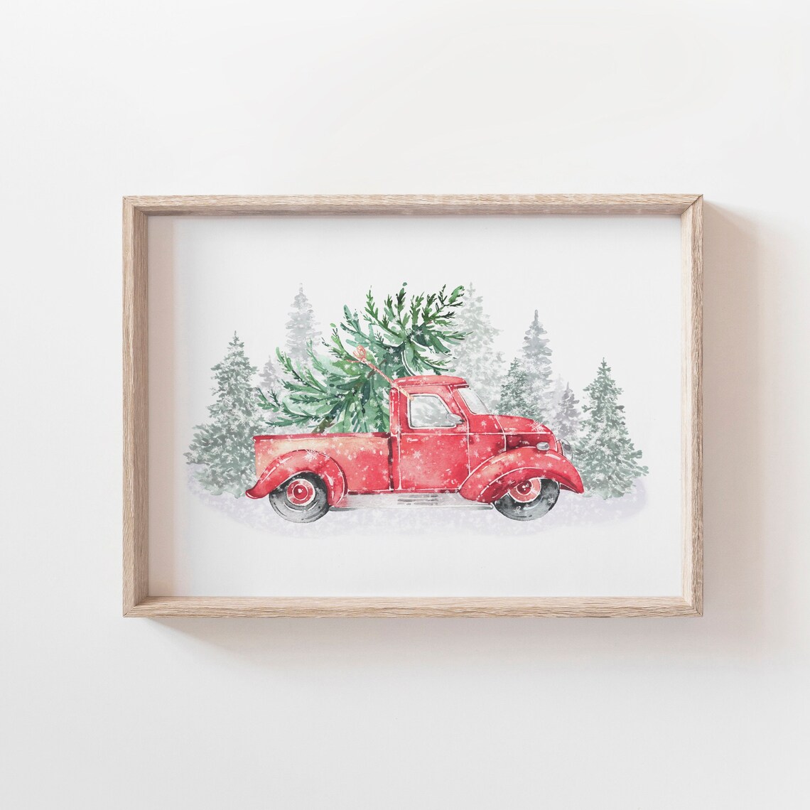 Nostalgic Red Christmas Tree Truck, Retro Holiday Poster - Image 2