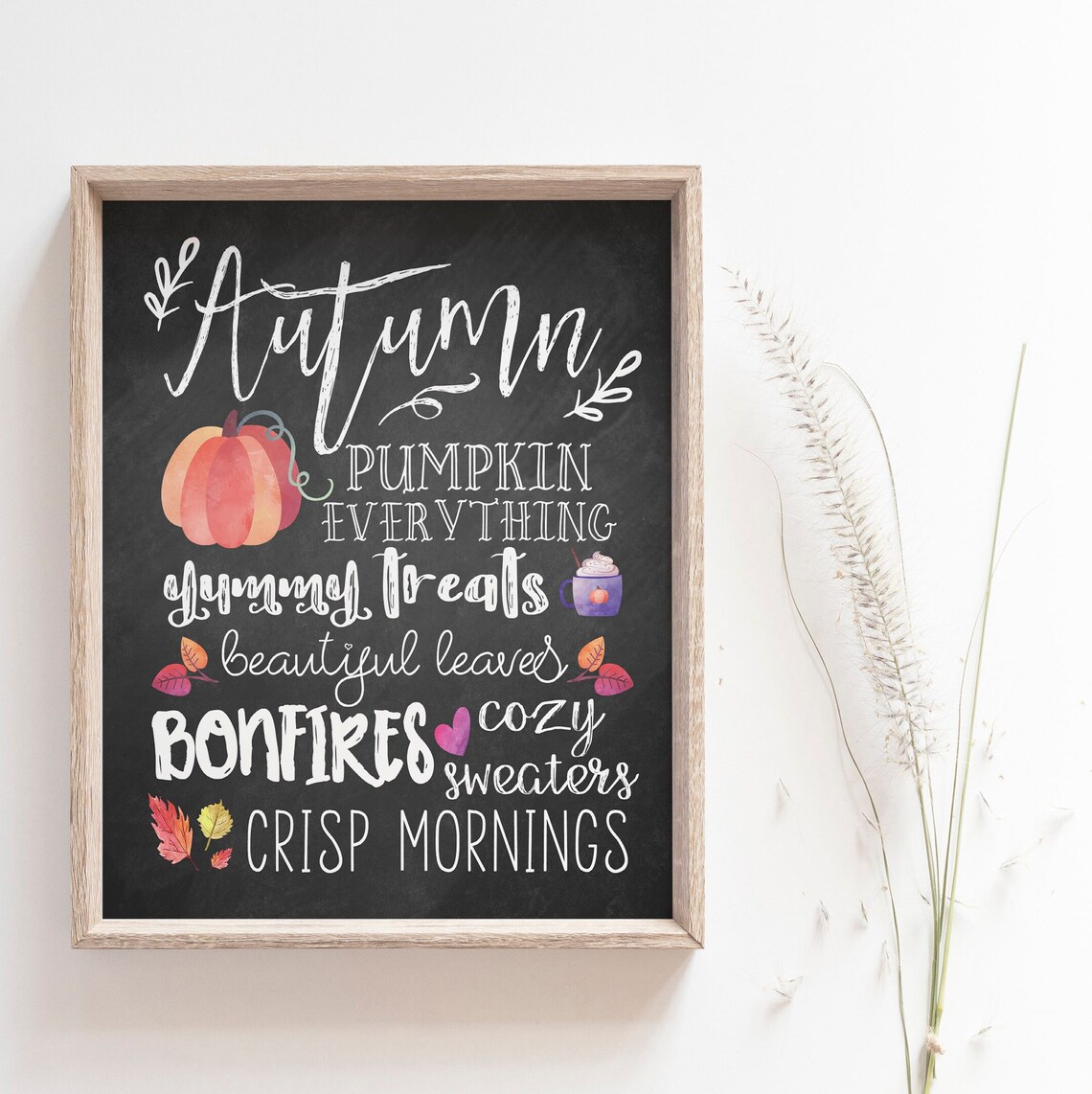 Instant Autumn Favorites Chalkboard Sign Art Print