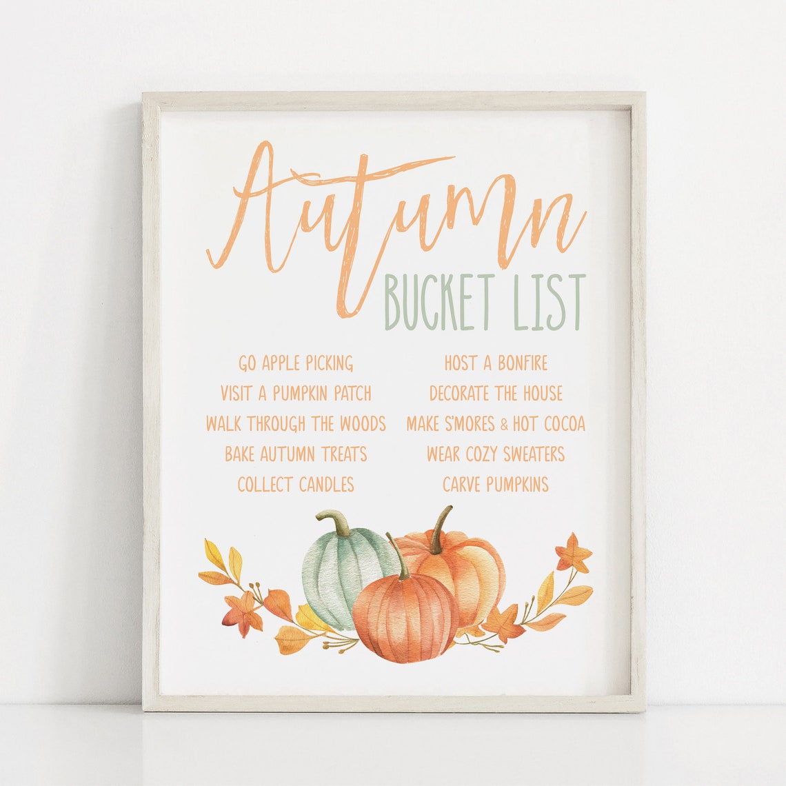 Autumn Bucket List Fall Activities Chalkboard Pumpkins Wall Art Print - Image 5
