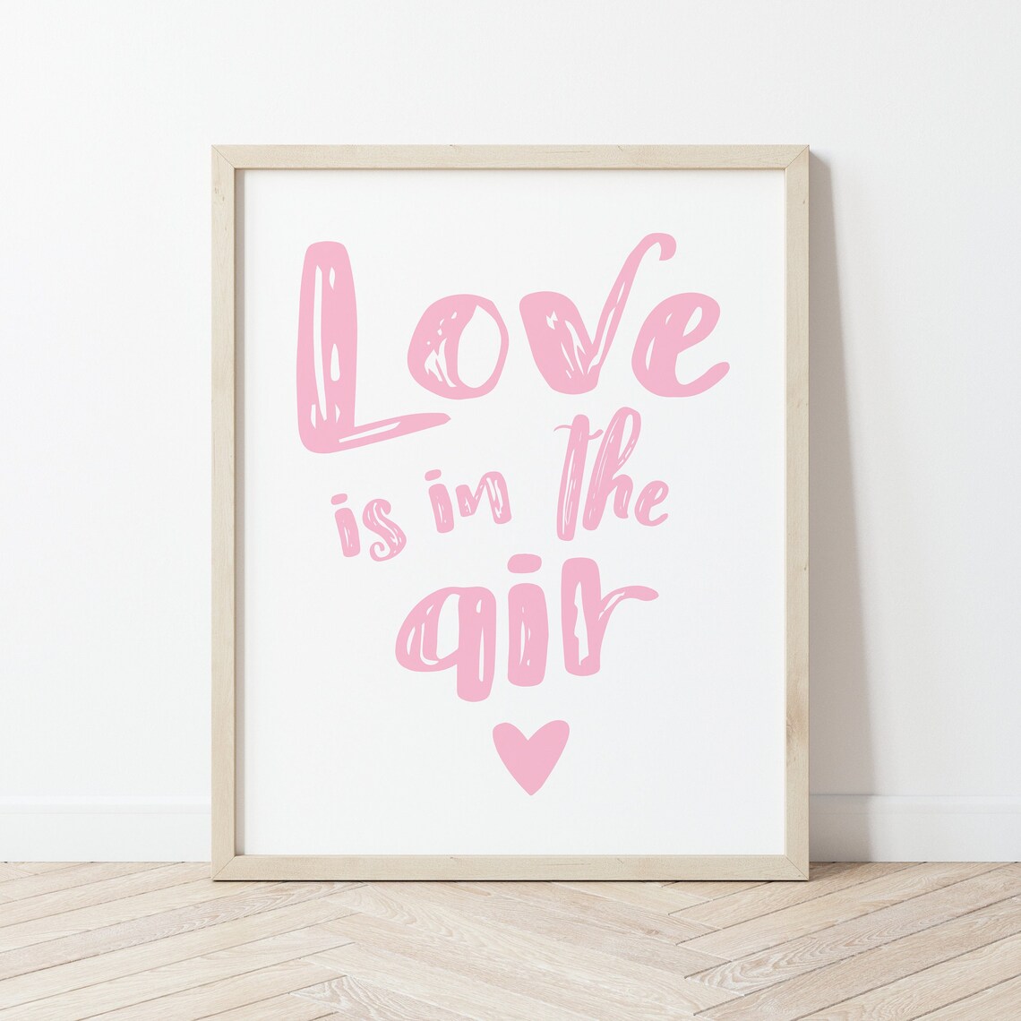 Love Is in the Air Pink Hand Lettered Heart Sign Wall Art Print - Image 4