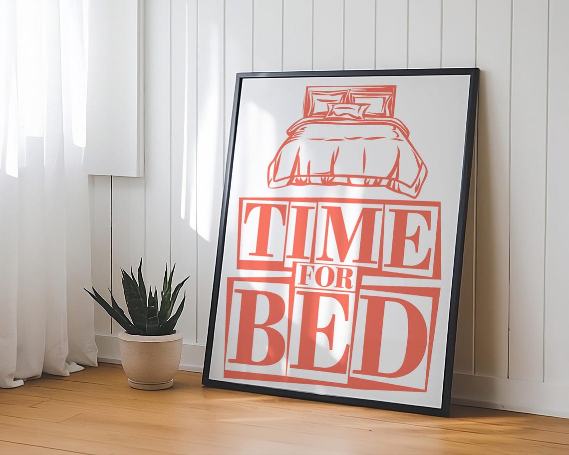 Playful Time For Bed Red Block Letter Nursery Bedroom Wall Art - Image 2