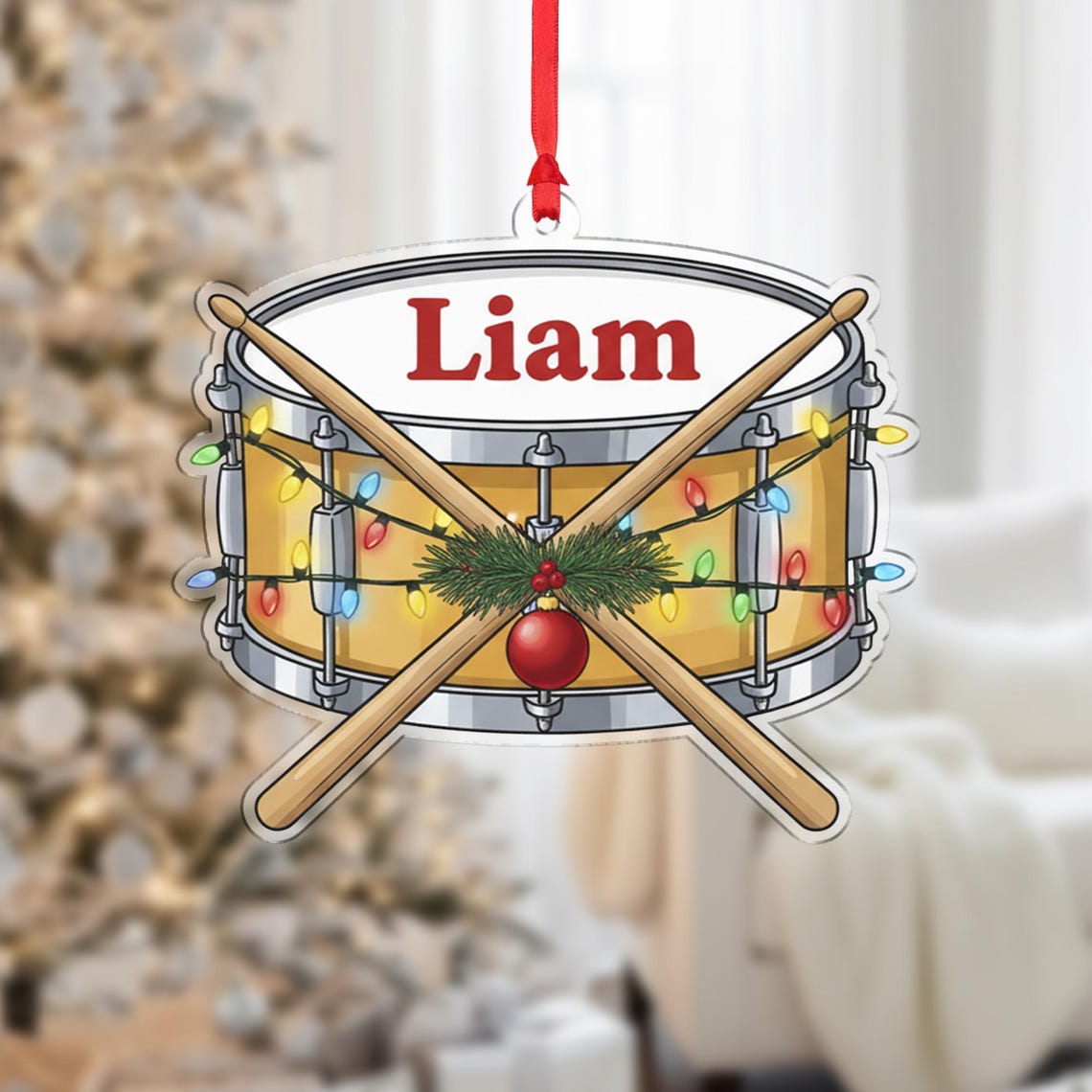 Personalized Drum Christmas Ornament Drummer Custom Name Poster