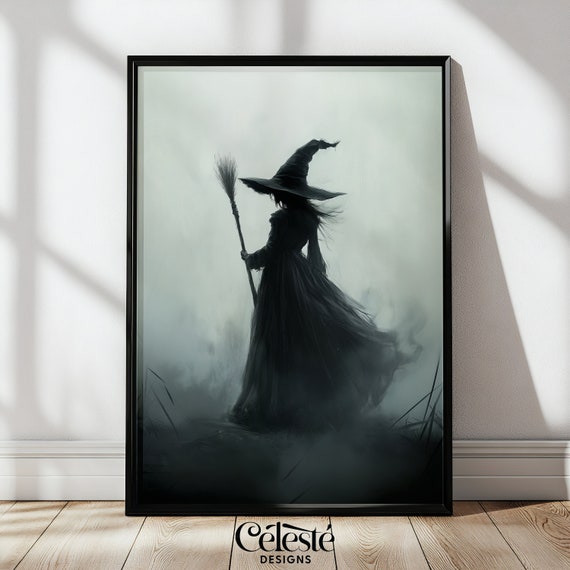 Witch Halloween Art Print Rustic Witchcore Decor