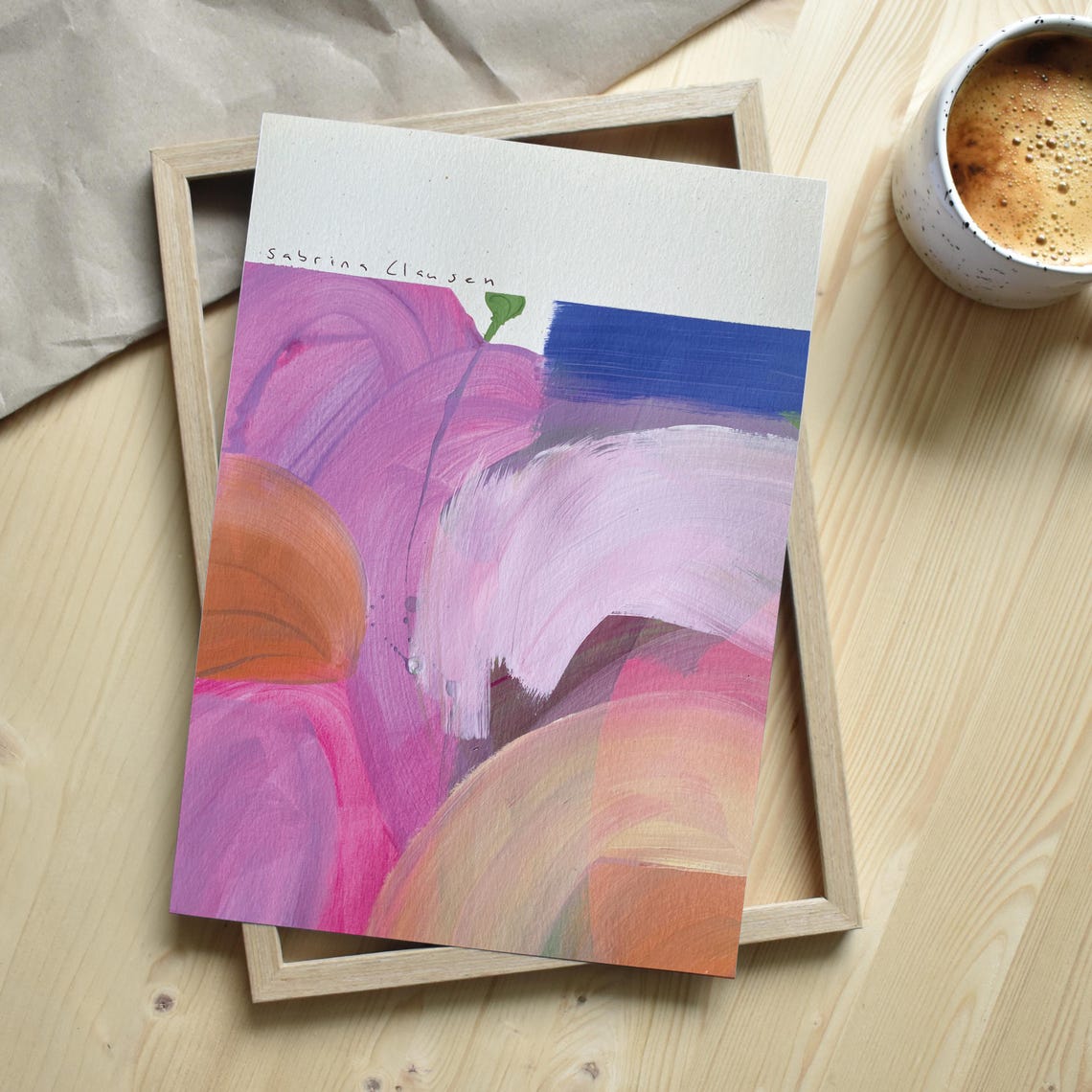Original Abstract Painting Painting Hand Painted Living Room Modern Art Acrylic Painting Colorful Wall Painting Colorful Art Blue Pink Rose - Image 3