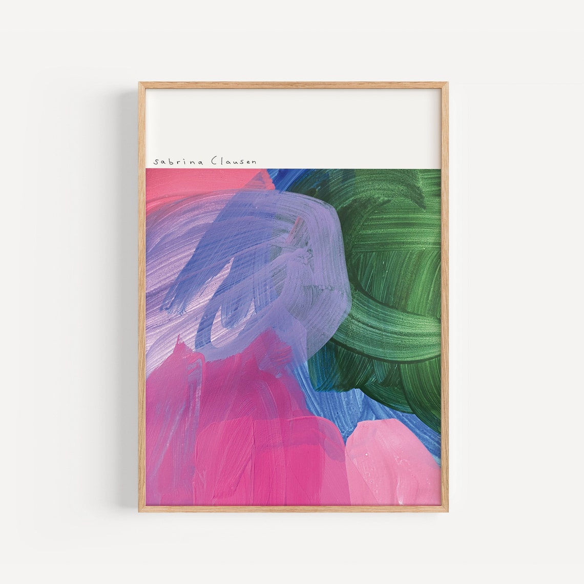 Sabrina Clausen Pink Blue Green Abstract Brushstroke Painting Wall Art