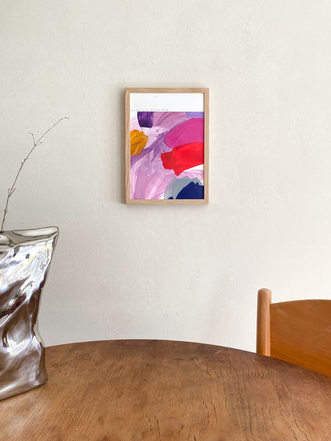 Sabrina Clausen Magenta Pink Ochre Red Abstract Brushstroke Wall Art - Image 3