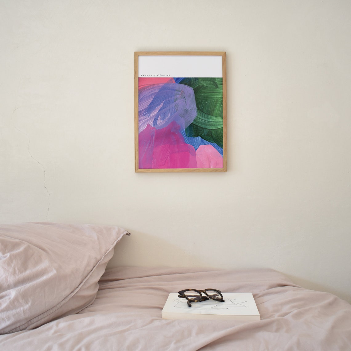 Sabrina Clausen Pink Blue Green Abstract Brushstroke Painting Wall Art - Image 2