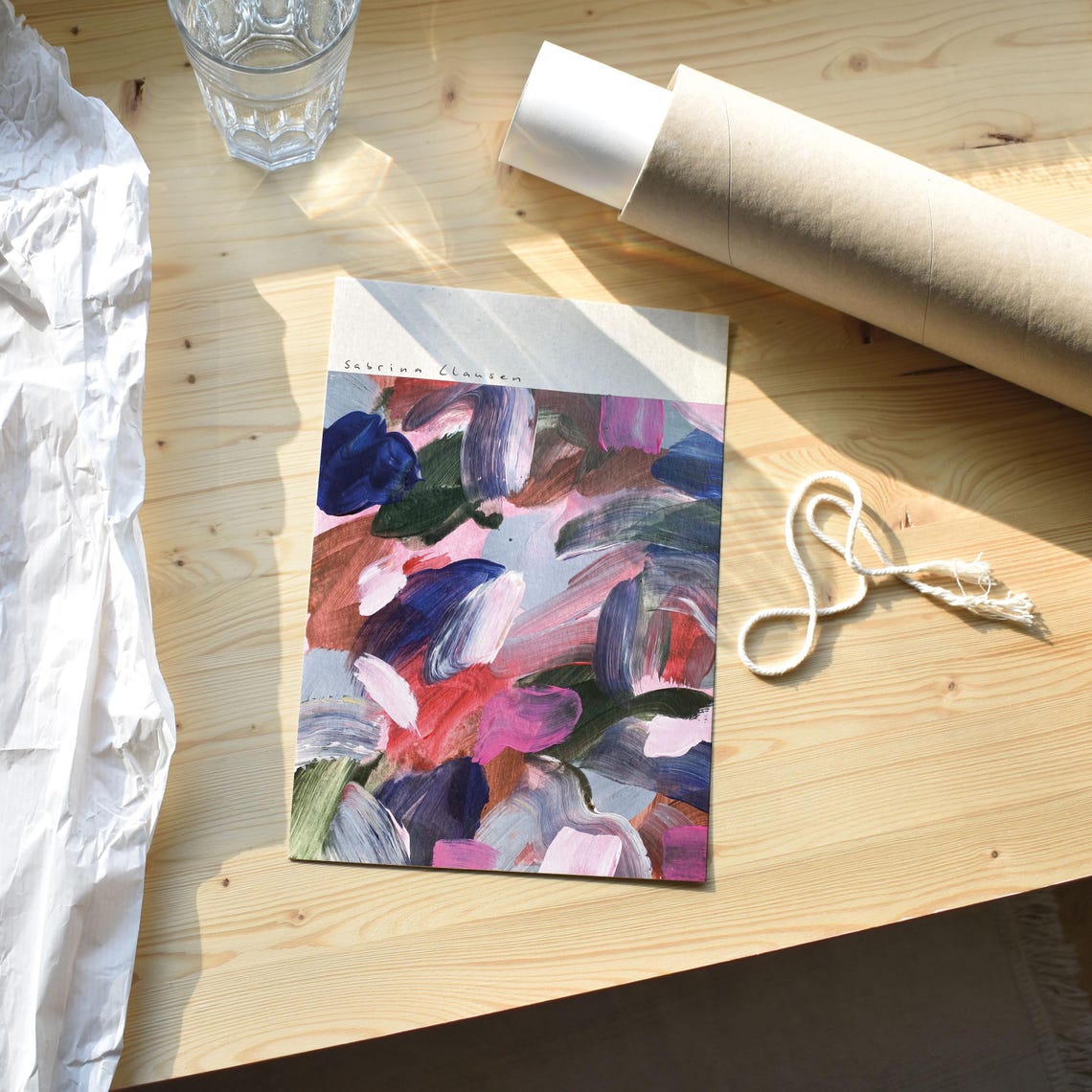 Sabrina Clausen Expressive Pink Red Blue Green Abstract Poster - Image 4