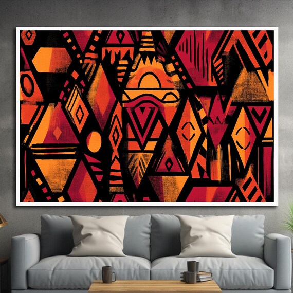 African Tribal Pattern Wall Art Wall Art Framed African Art Tribal Art Original Art Modern Wall Art Abstract Wall Art Large