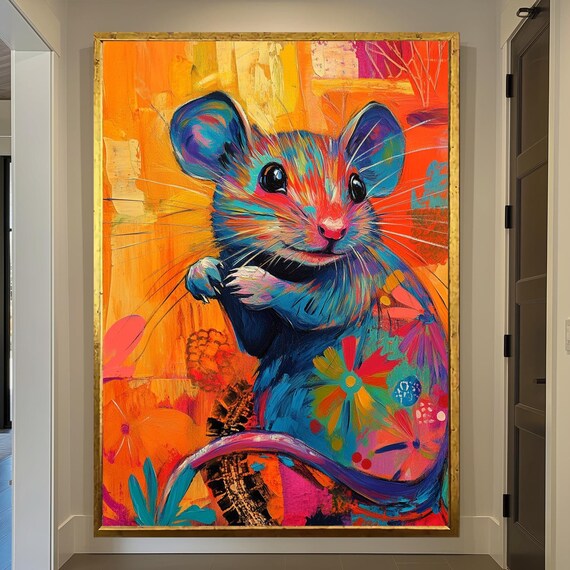Rat Decor Wall Art Cute Rat Decor Cute Mouse Art Animal Prints Animal Art Funny Gifts Funny Gift Modern Framed Artwork
