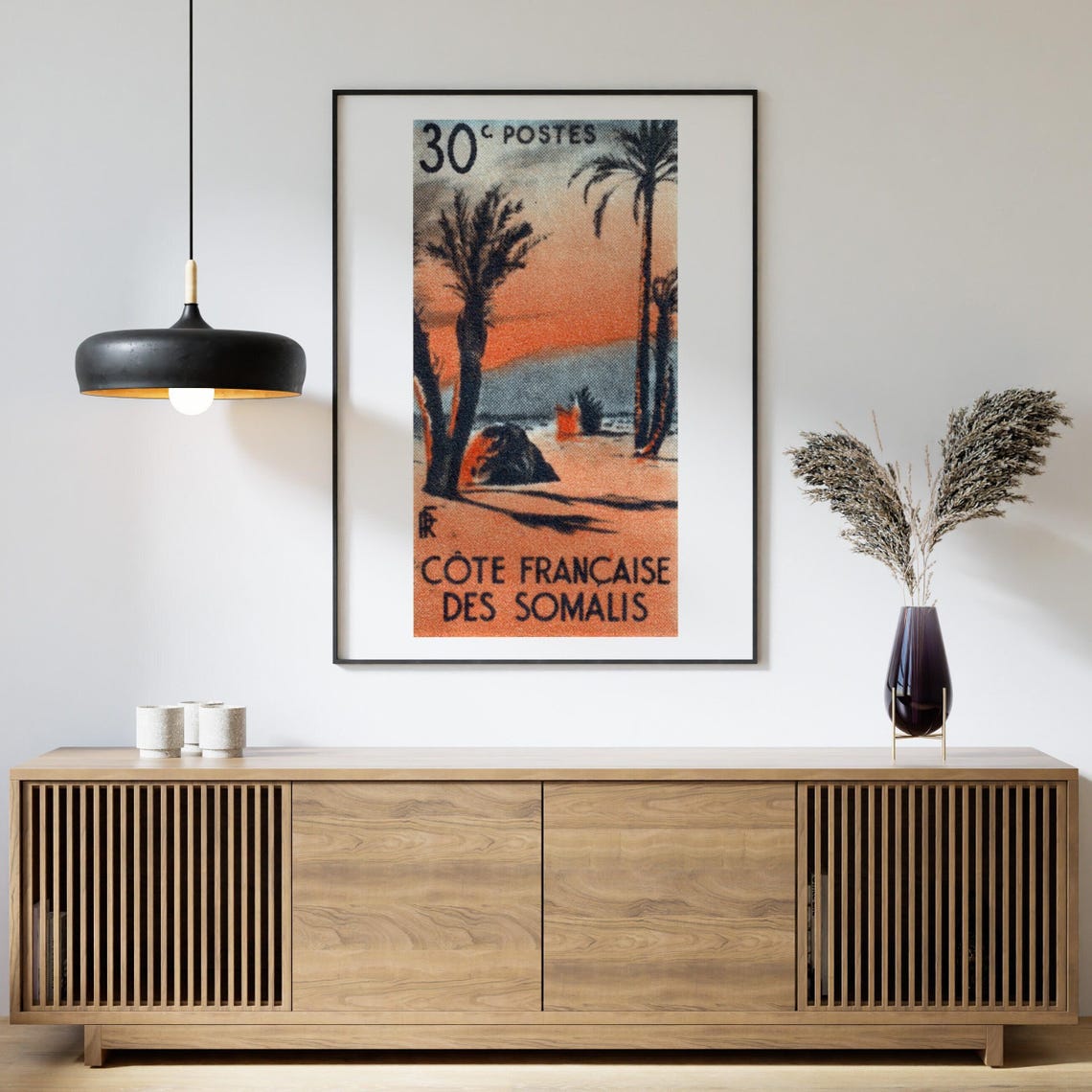 Cote Francaise Des Somalis Desert Sunset Postage Stamp Art Poster - Image 4