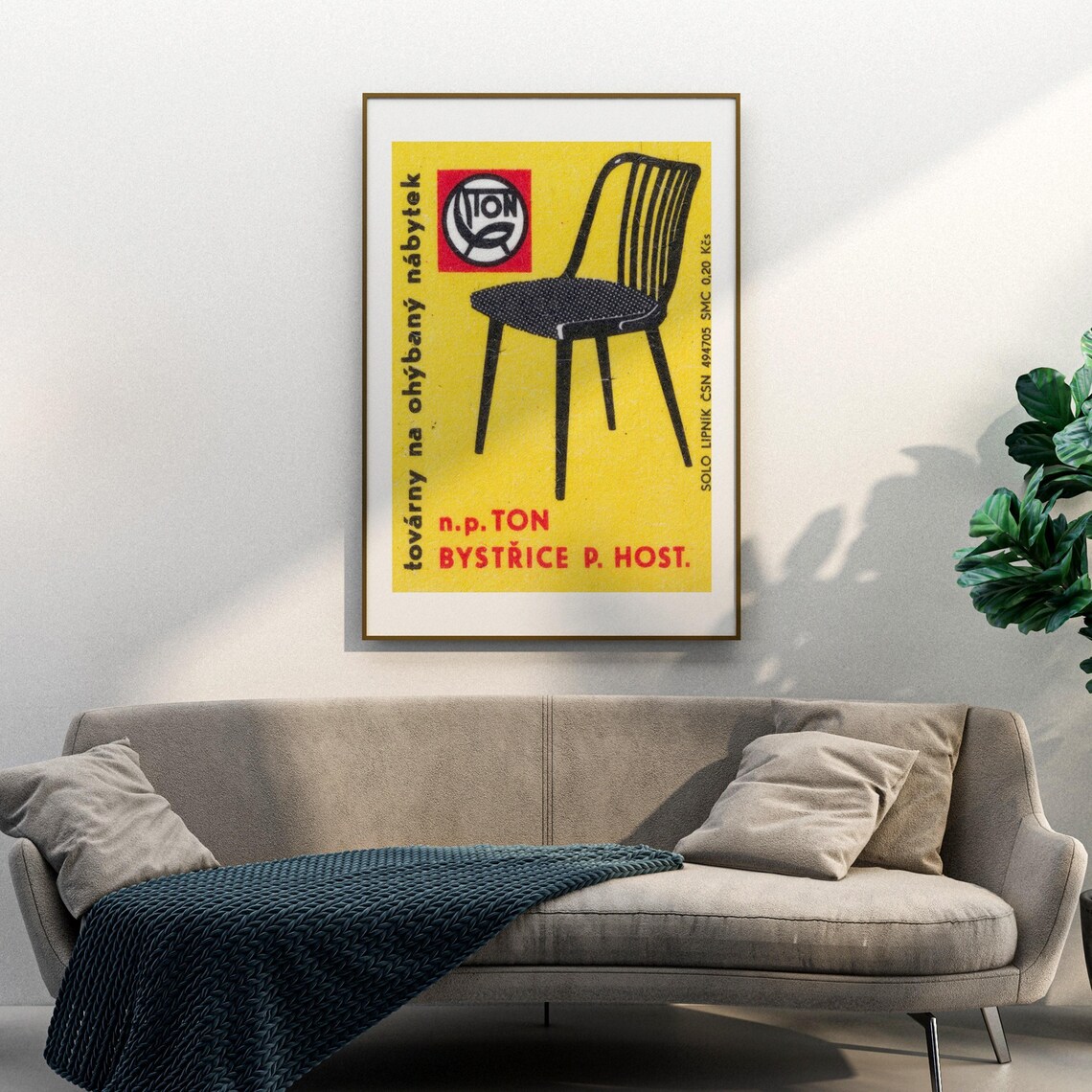 TON Bentwood Chair Bystrice Czech Vintage Furniture Matchbox Poster - Image 3