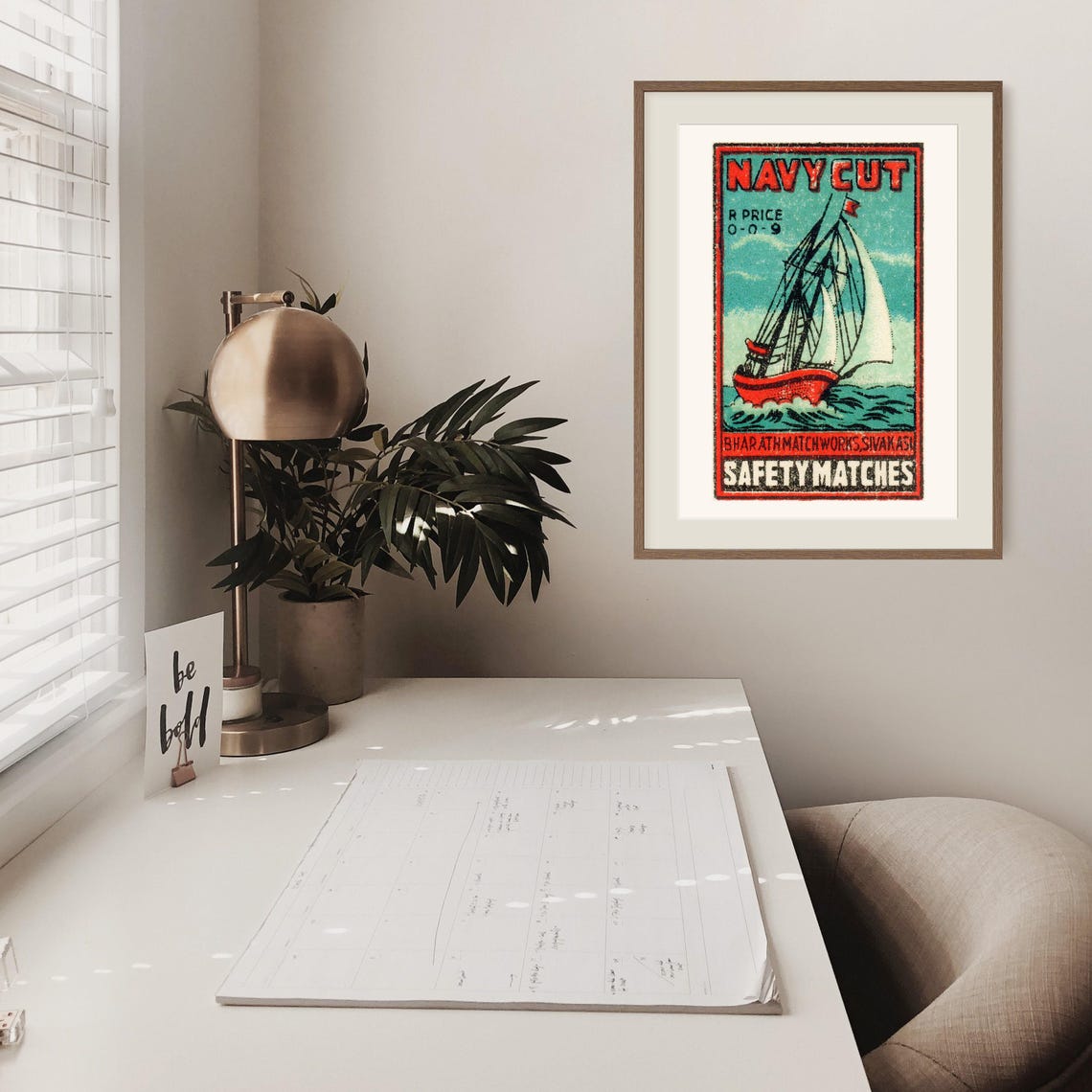 Navy Cut Sailing Ship Sivakasi Safety Matches Vintage Poster - Image 2