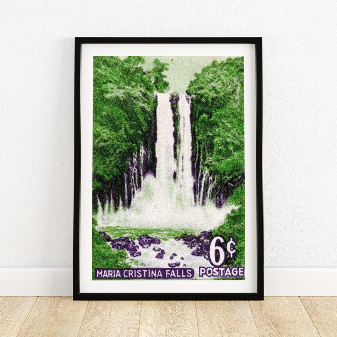 Maria Cristina Falls 6 Cent Philippine Postage Stamp Waterfall Poster