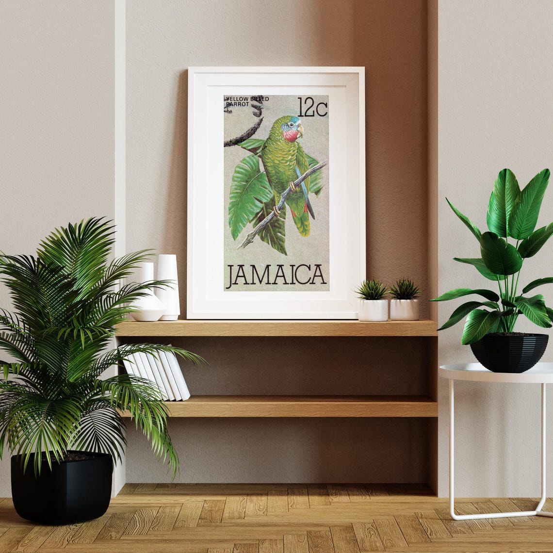 Yellow Billed Parrot Jamaica 12c Vintage Postage Stamp Bird Art Poster - Image 2