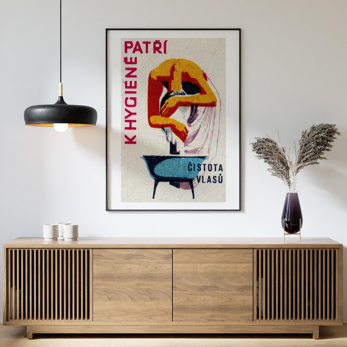 Woman Washing Hair Vintage Czech Art Poster - Image 4