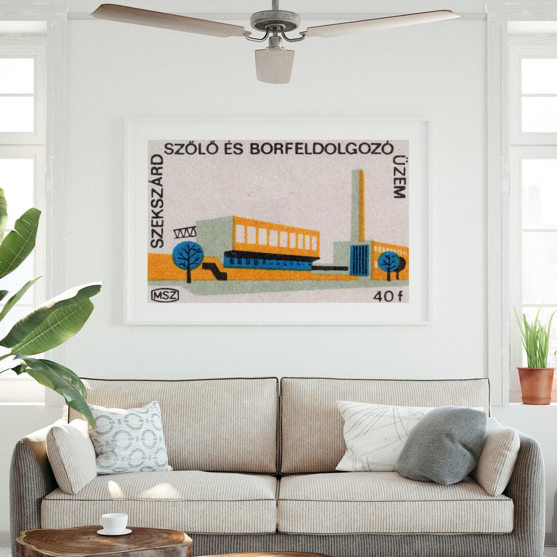 Szekszard Hungary Wine Processing Plant Industrial Label Art Print - Image 3