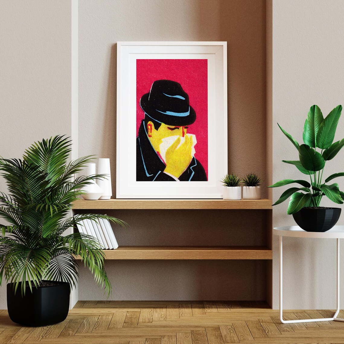 Man Sneezing Matchbox Vintage Eastern Europe Art Print - Image 2