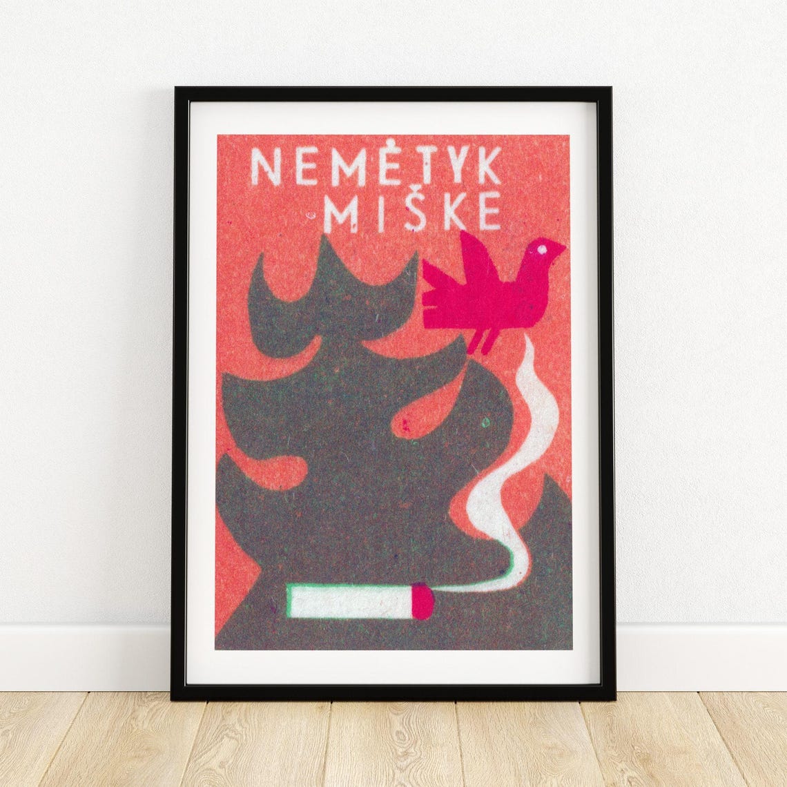 Do Not Drop Cigarettes Forest Fire Prevention Bird Vintage Poster