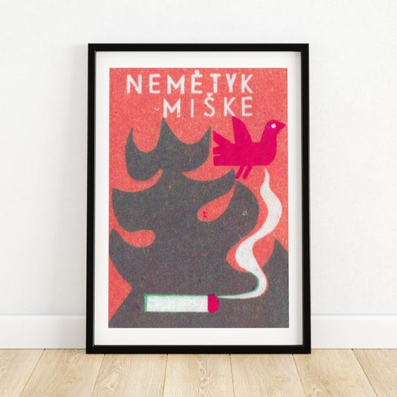 Dont Drop In Forest Matchbox Print Aesthetic Wall Art Vintage Art Matchbox Wall Poster Vintage Poster Print