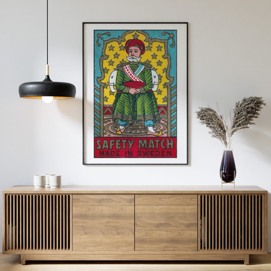 Maharaja Seated on Throne Vintage Swedish Matchbox Label Art Poster - Image 4