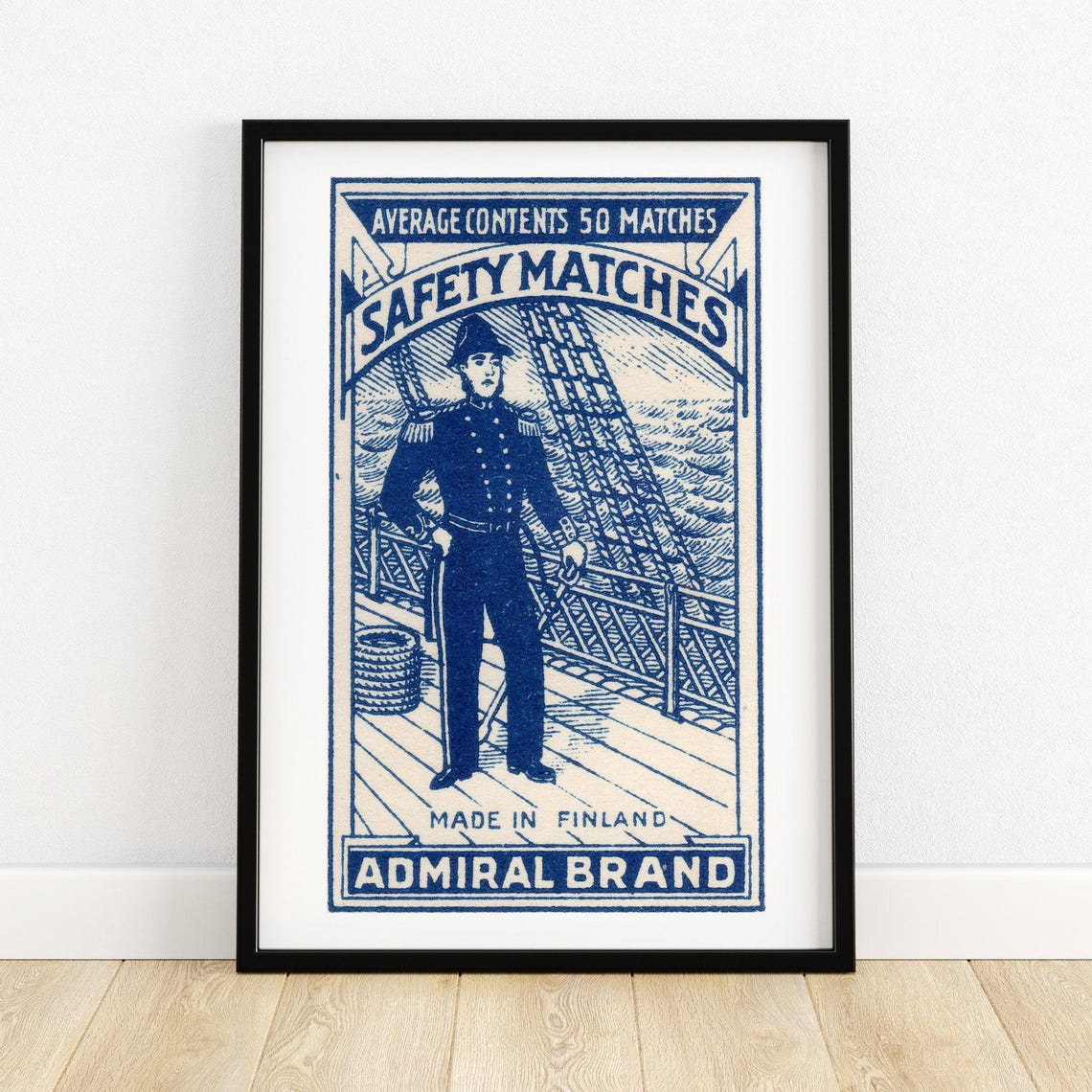 Admiral Brand Finnish Naval Officer Safety Matches Label Art Poster