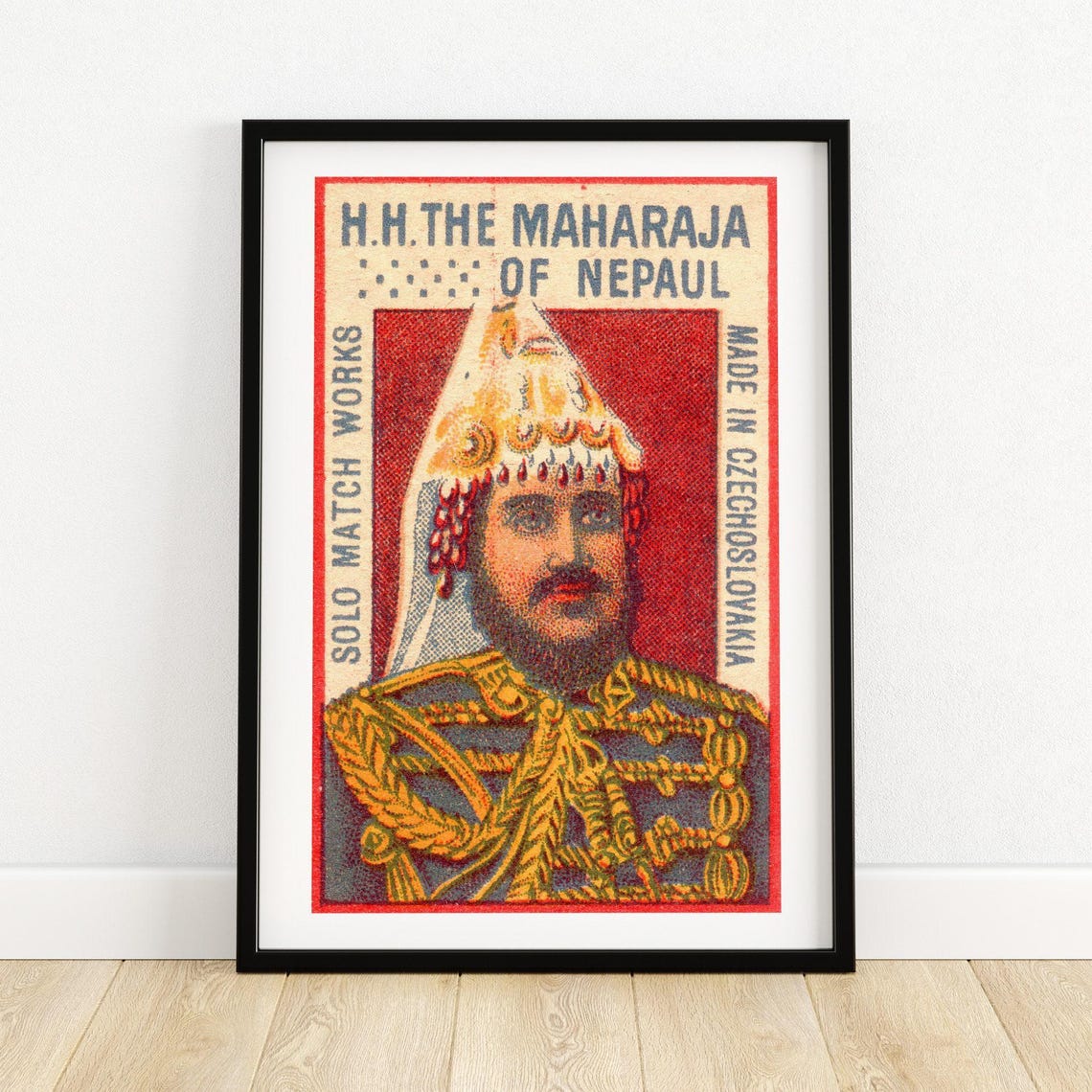 Maharaja of Nepaul Portrait Czech Solo Matchbox Label Art Poster