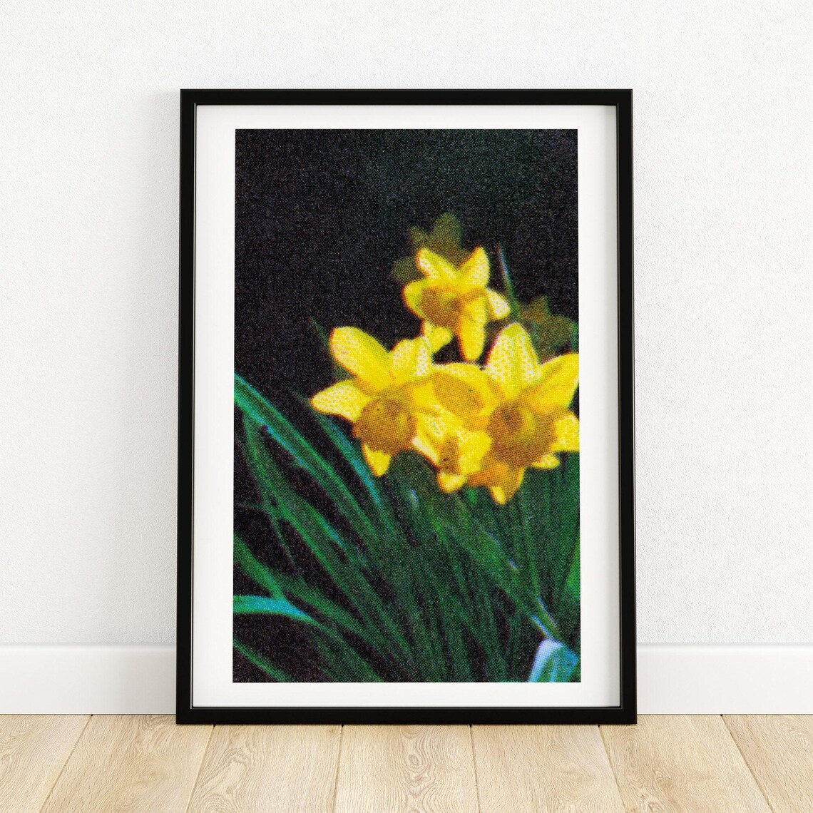 Yellow Daffodil Flower Night Bloom Vintage Matchbox Label Art Poster