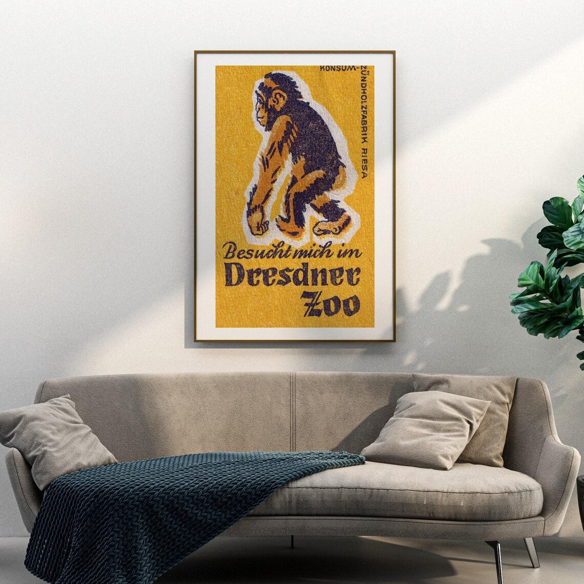 Yellow Monkey Matchbox Vintage Eastern Europe Poster - Image 3