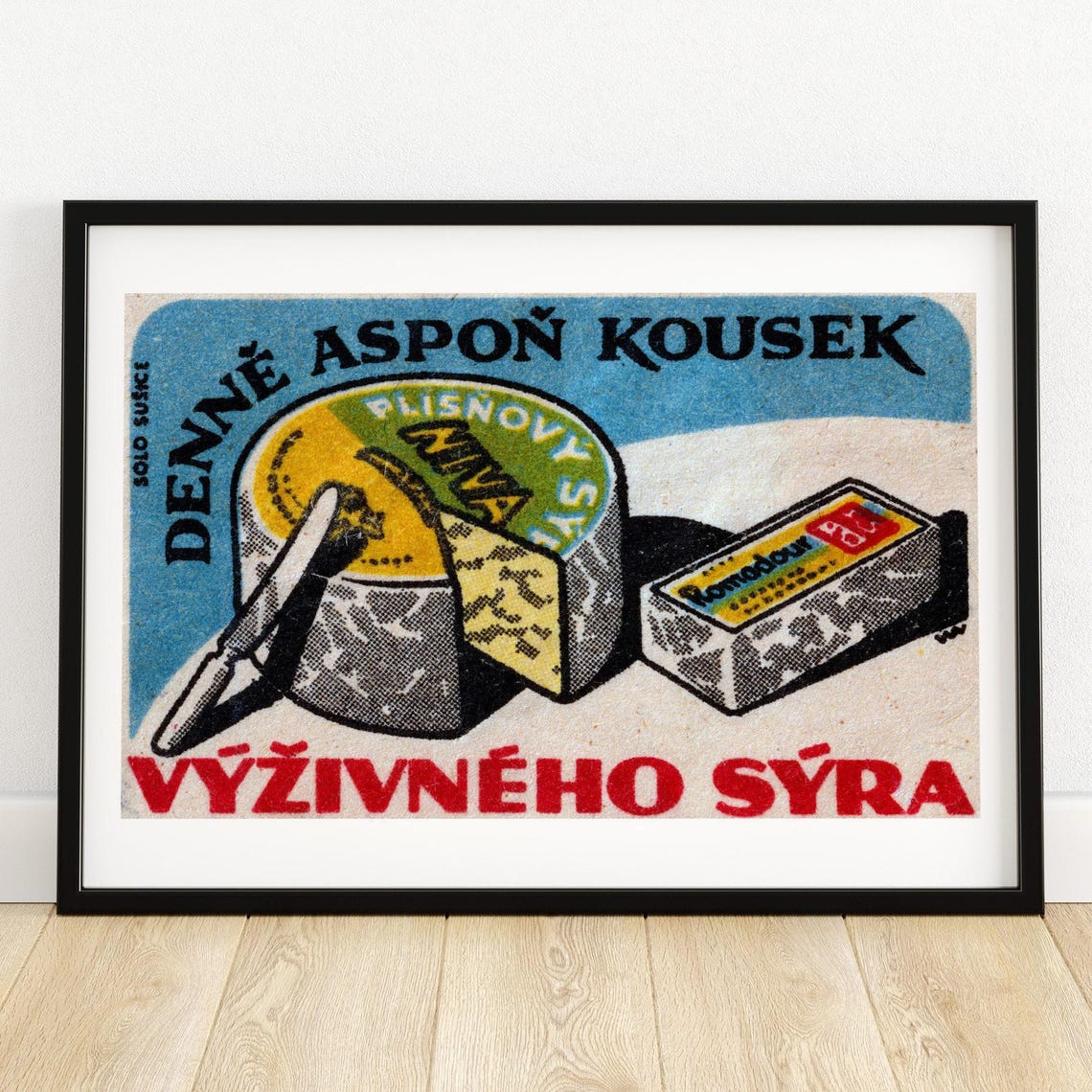 Niva Cheese Daily Piece Czech Matchbox Kitchen Advertising Art Poster