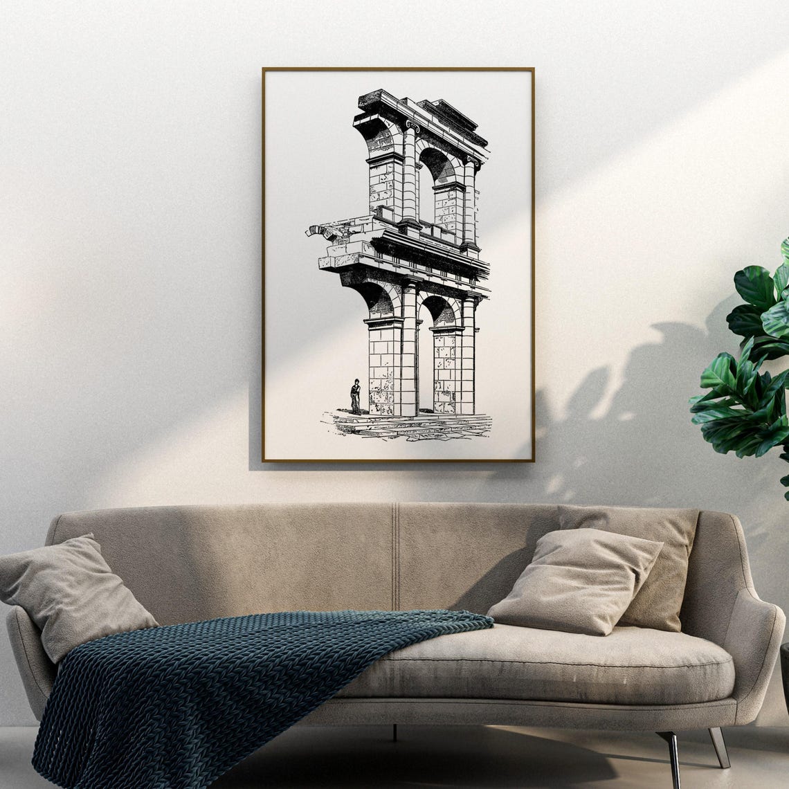 Roman Triumphal Arch Stone Ruins Architectural Engraving Poster - Image 3
