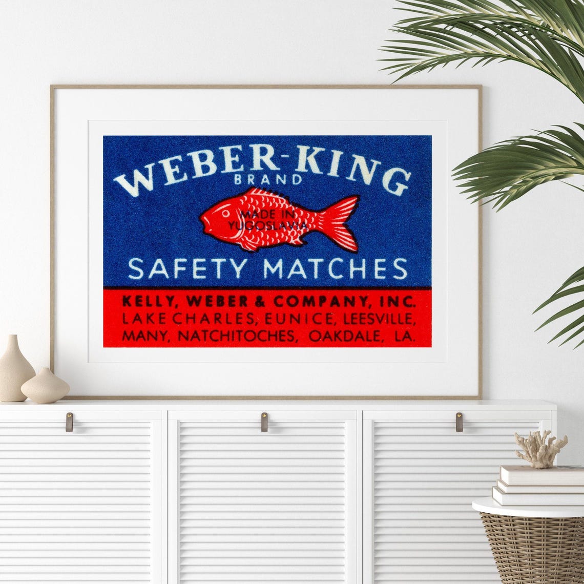 Weber King Safety Matches Red Fish Vintage Advertising Poster - Image 2