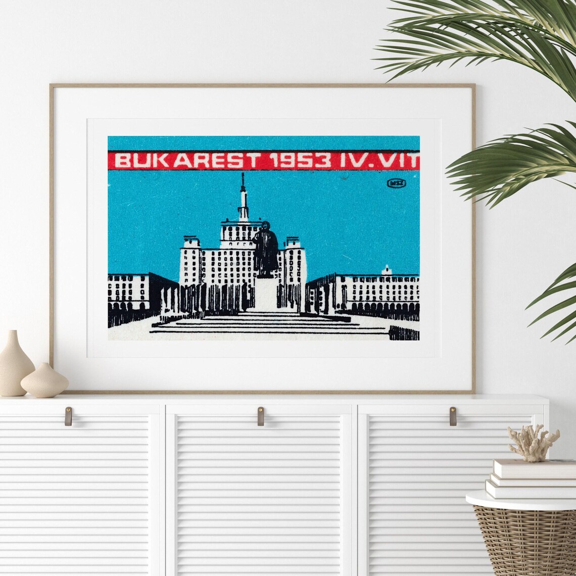 Bukarest 1953 Youth Festival Vintage Matchbox Label Art Poster - Image 2