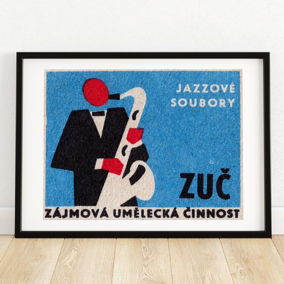 Saxophone Player Vintage Czech Poster Print