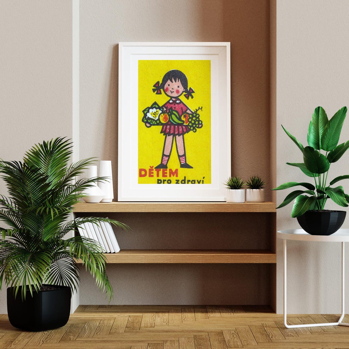 Czech Fruit for Children Vintage Girl Yellow Retro Art Poster - Image 2
