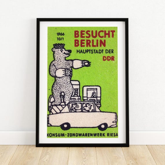 Giant Bear Matchbox Vintage Eastern Europe Poster