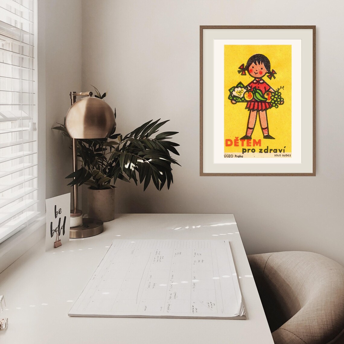 For Children for Health Fruit Girl Vintage Czech Matchbox Poster - Image 3