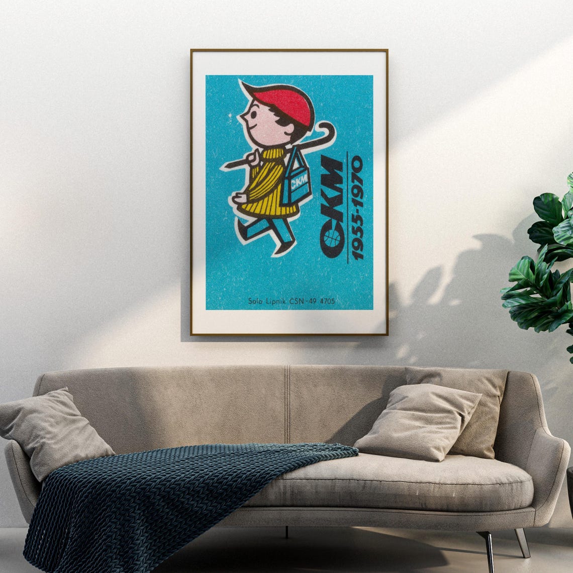 Boy Walking To School CKM 1955-1970 Retro Matchbox Art Poster - Image 3