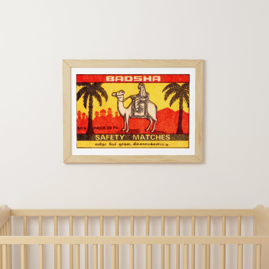 Badsha Camel Rider Safety Matches Indian Matchbox Label Poster - Image 3