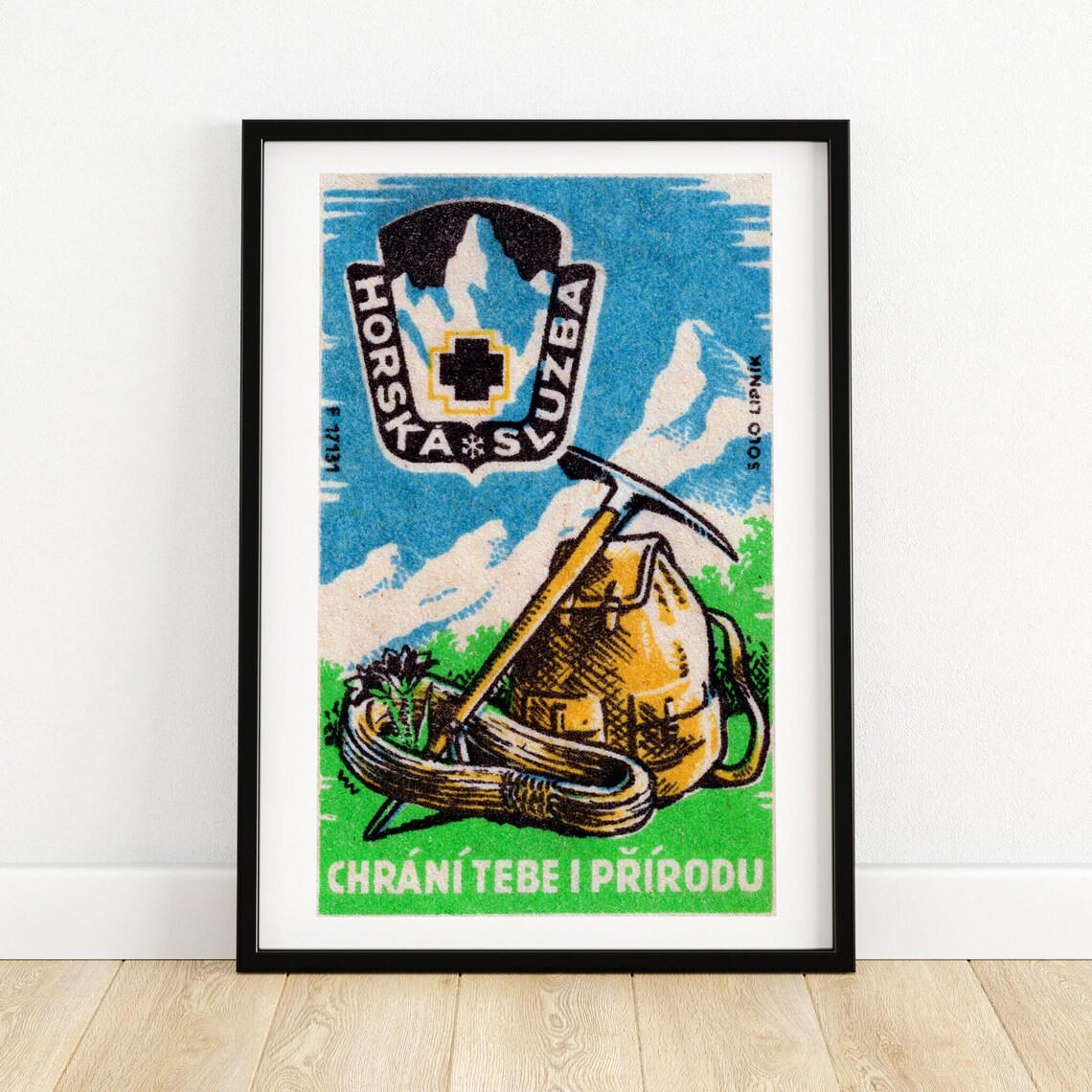Mountain Climbing Kit Matchbox Vintage Poster Print