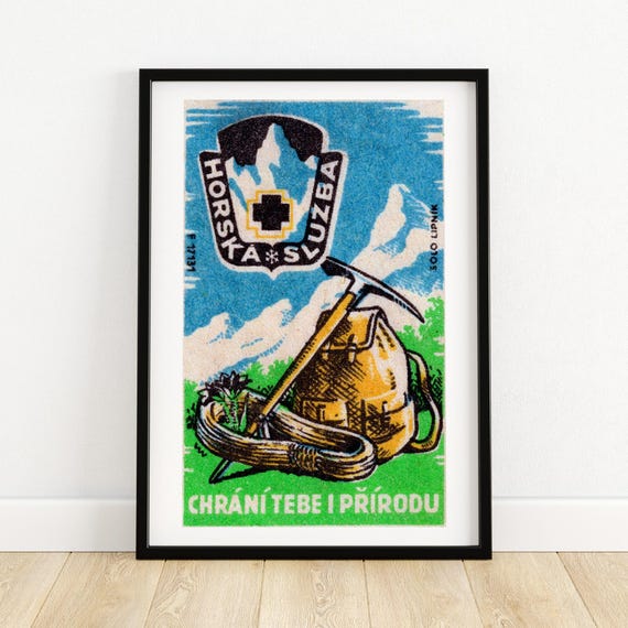 Mountain Climbing Kit Matchbox Vintage Poster Print