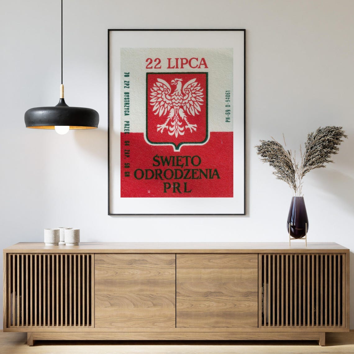 Polish White Eagle 22 Lipca Vintage Matchbox Crest PRL Poster - Image 4