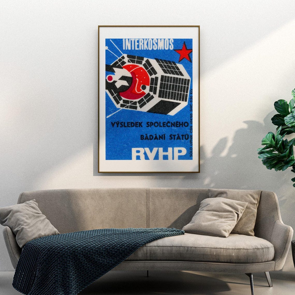 Interkosmos Satellite RVHP Space Research Vintage Label Poster - Image 3