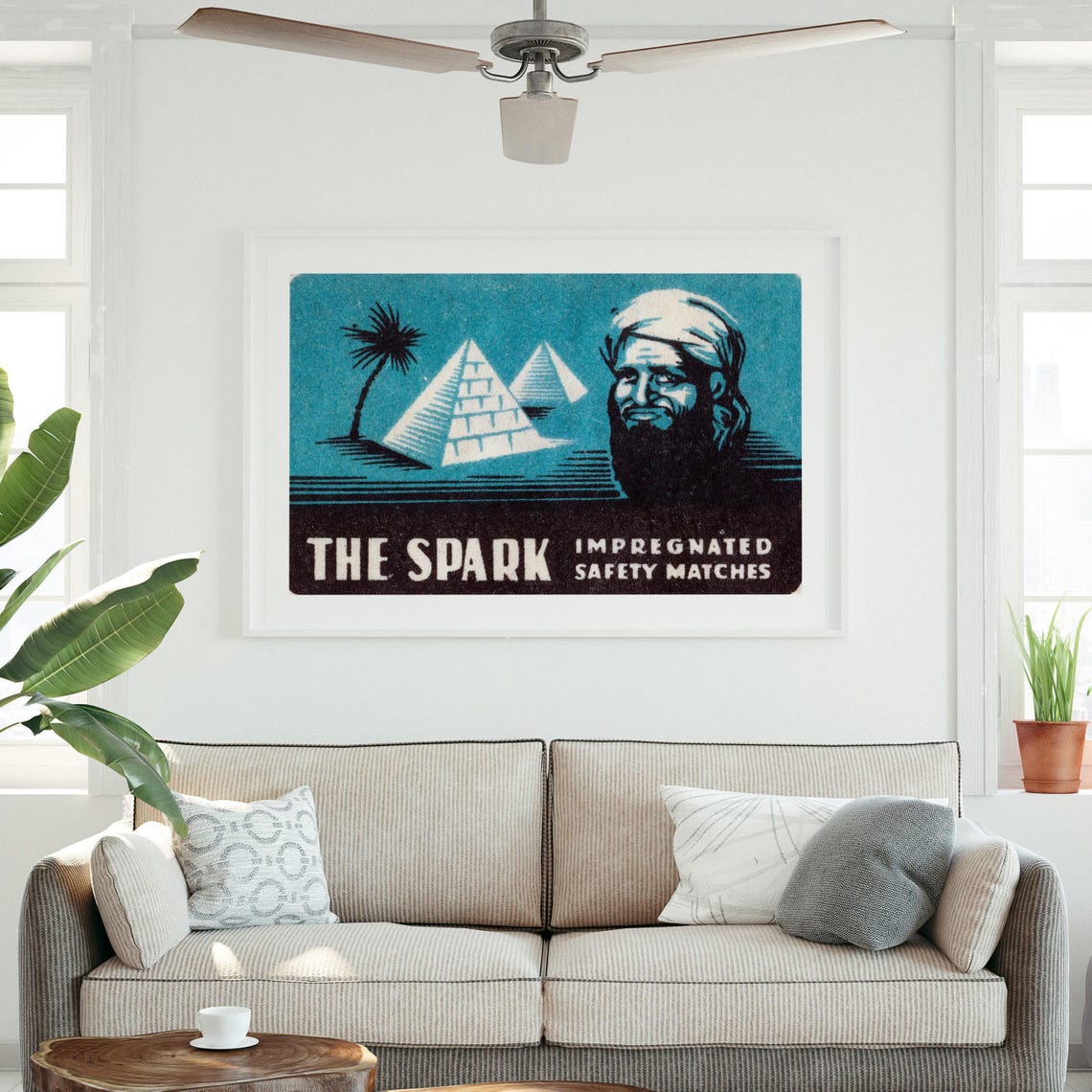 The Spark Pyramids Arab Man Vintage Safety Matches Label Poster - Image 3