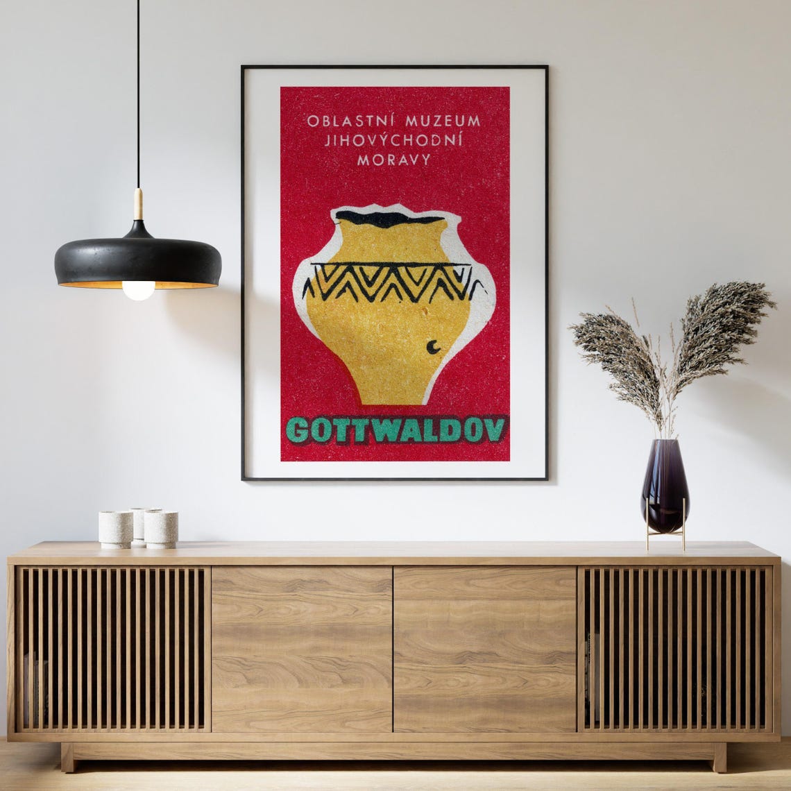 Gottwaldov Regional Museum Moravia Pottery Czech Matchbox Poster - Image 4