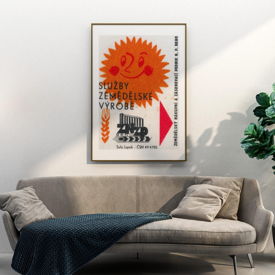 Brno Czech Farm Services Smiling Sun Vintage Retro Art Poster - Image 3