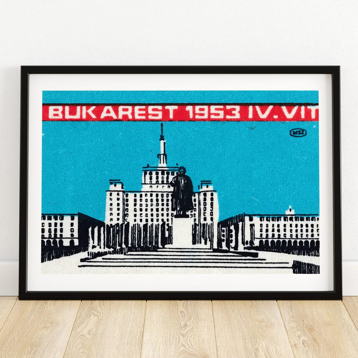 Bukarest 1953 Youth Festival Vintage Matchbox Label Art Poster