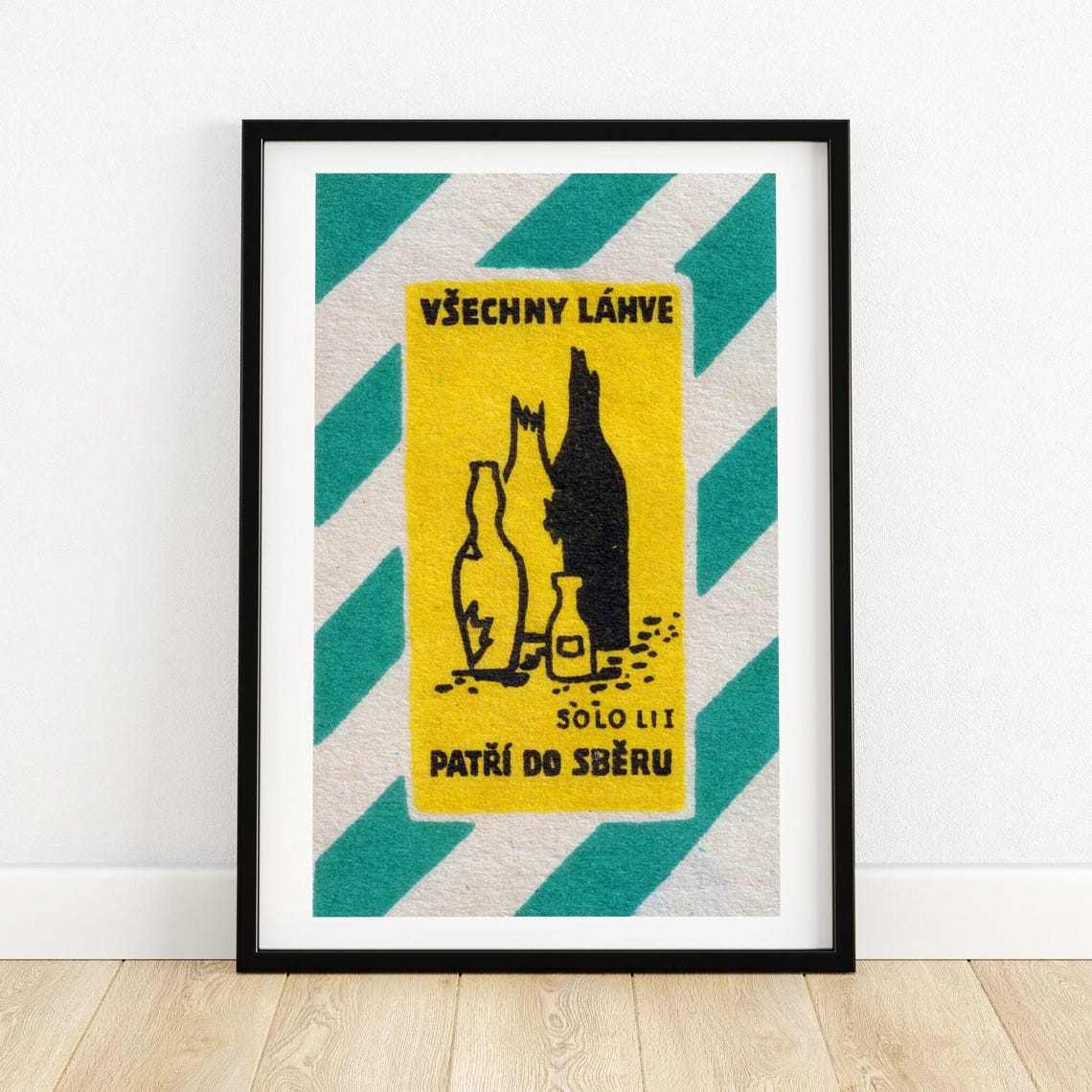 Broken Bottles Collection Recycling Vintage Czech Label Poster