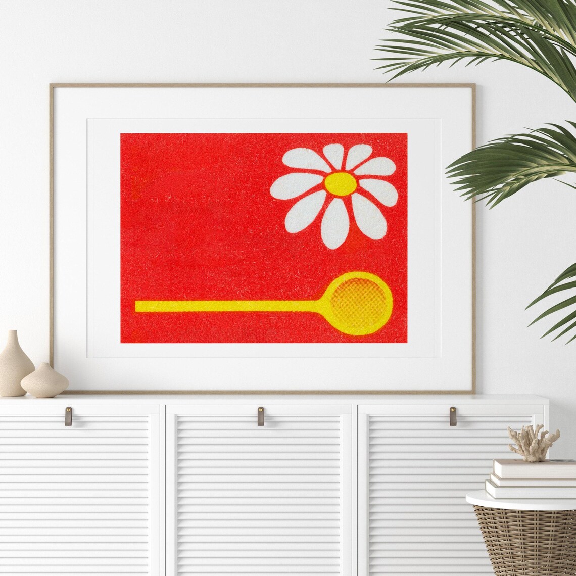 Yellow Flower and Spoon Matchbox Vintage Poster Print - Image 2