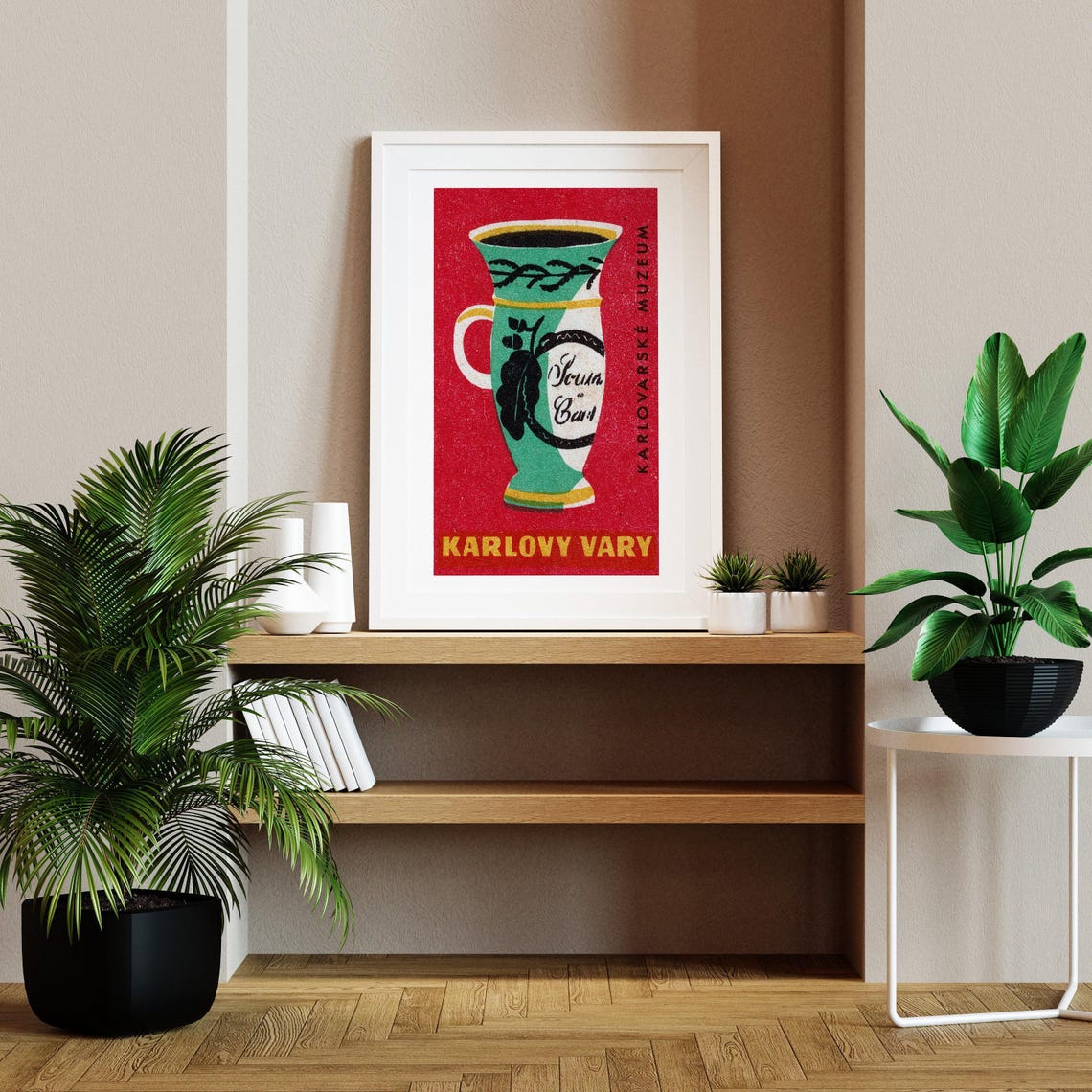 Karlovy Vary Museum Jug Vintage Czech Matchbox Label Art Poster - Image 2